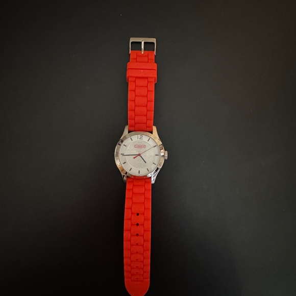 COACH Maddy Silicone Strap Signature Watch - Orange, Silver Stainless Case - Picture 7 of 11